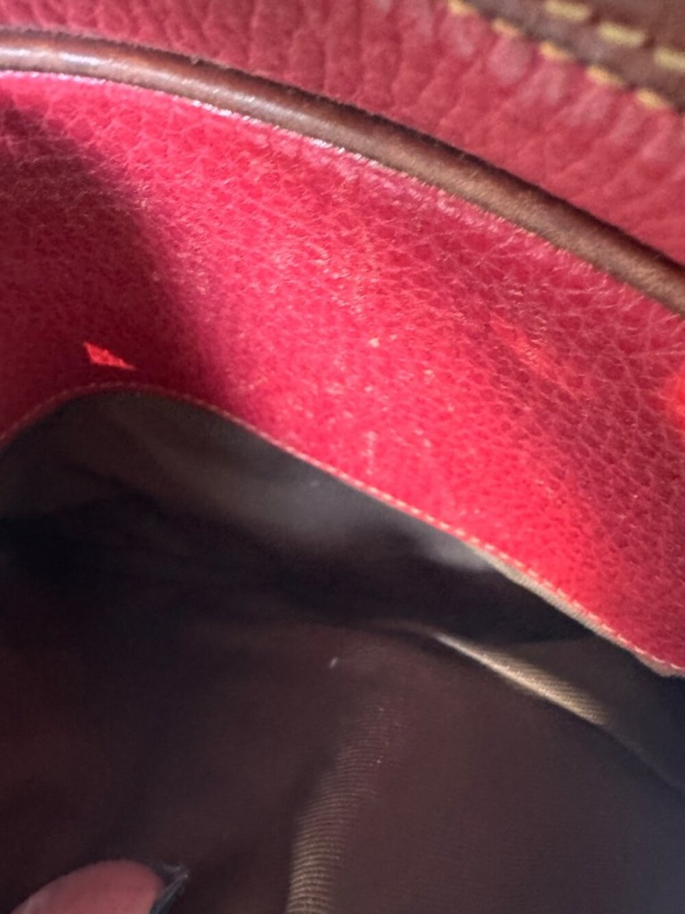 Coach Sheridan Charleston Crossbody Red Pebbled Leather Brown Trim Vintage USA - Picture 12 of 12